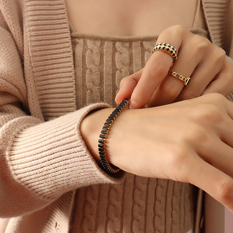 Exaggerated Color Zircon Clavicle Titanium Steel Bracelets