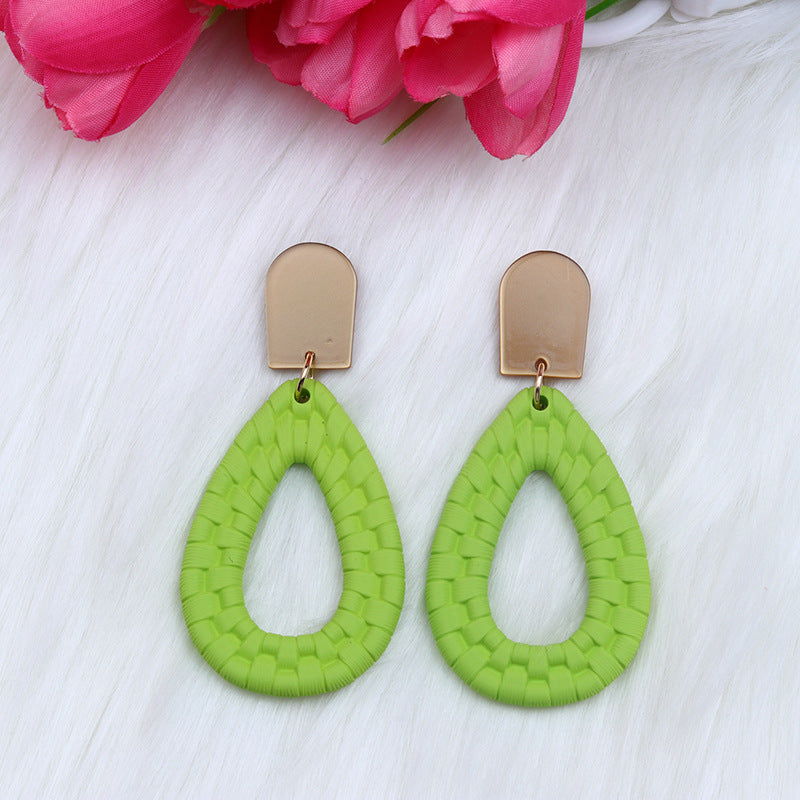 Women's Woven Pattern Drop-shaped Hollow Ear Acrylic Earrings