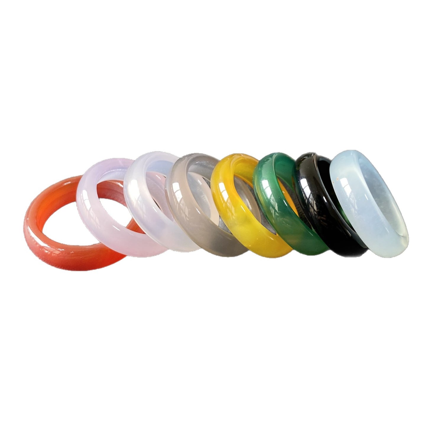 Natural Agate Shank Flexible Jade Chalcedony Couple Live Ring