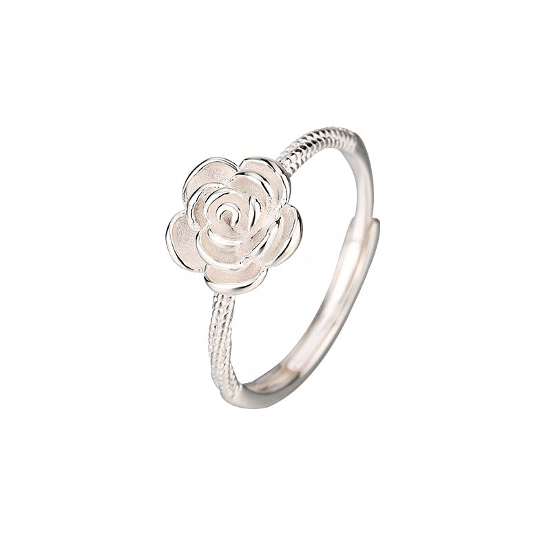 Sier Camellia Female True Love Rose Valentine's Day Rings
