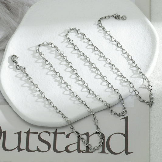 Women's & Men's Steel Heart Shaped Love Simple Trendy Choker Fashion Titanium Necklaces