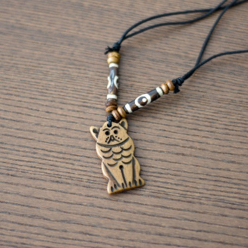 Nepal Yak Bone Hand Carved Six Pendant