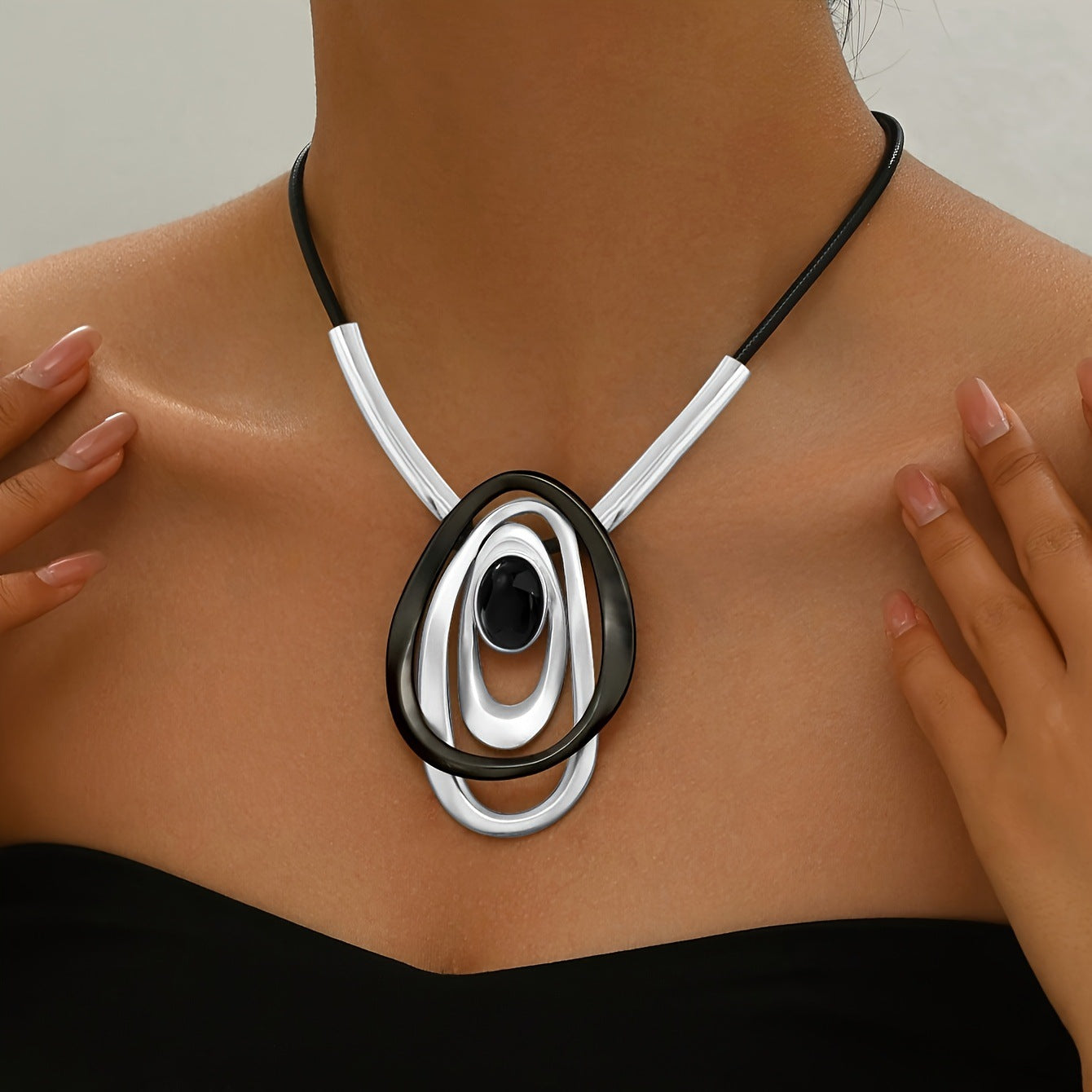 Round Cross Stitching Three-dimensional Oval Clavicle Pendants