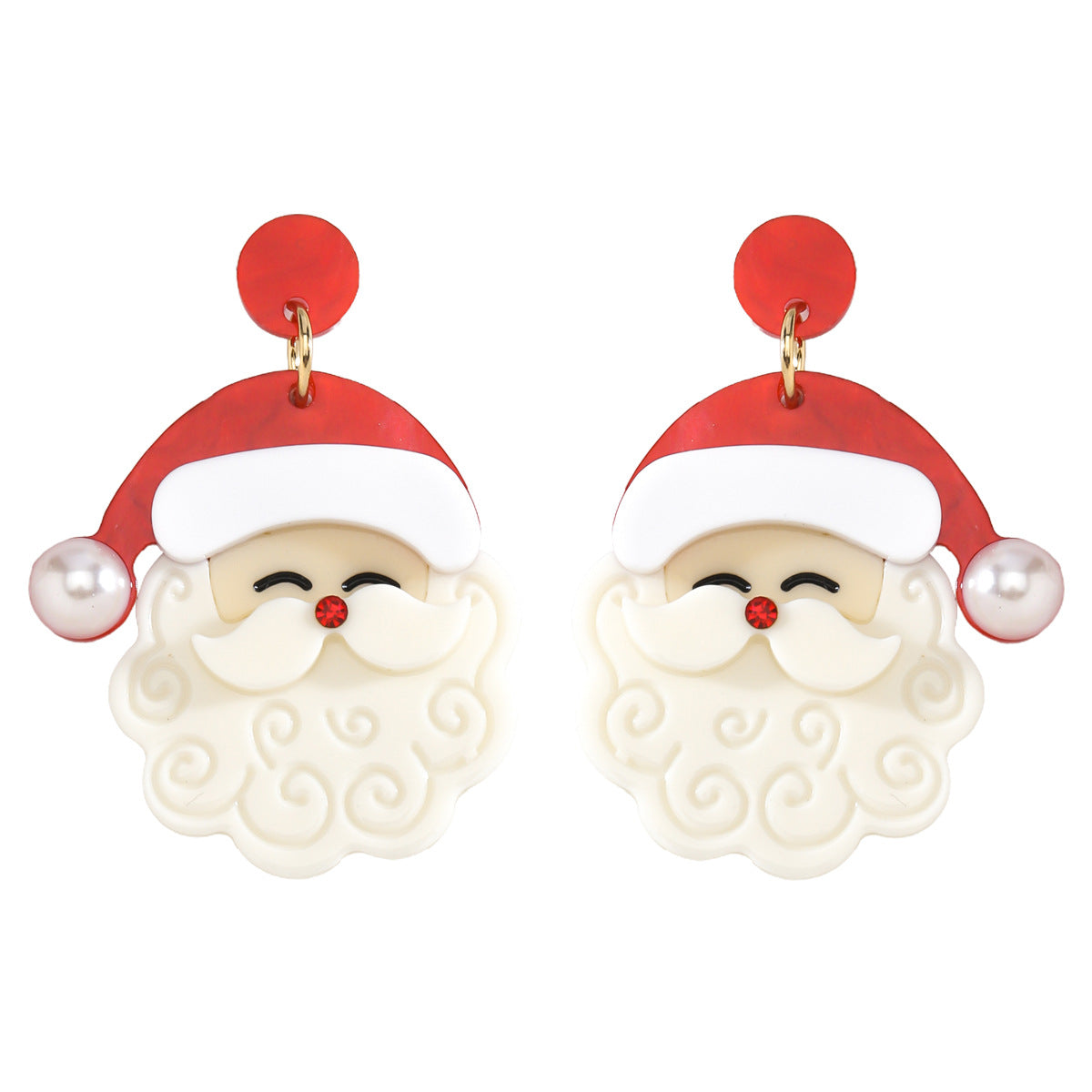 Bead Design Polished Resin Classic Santa Earrings