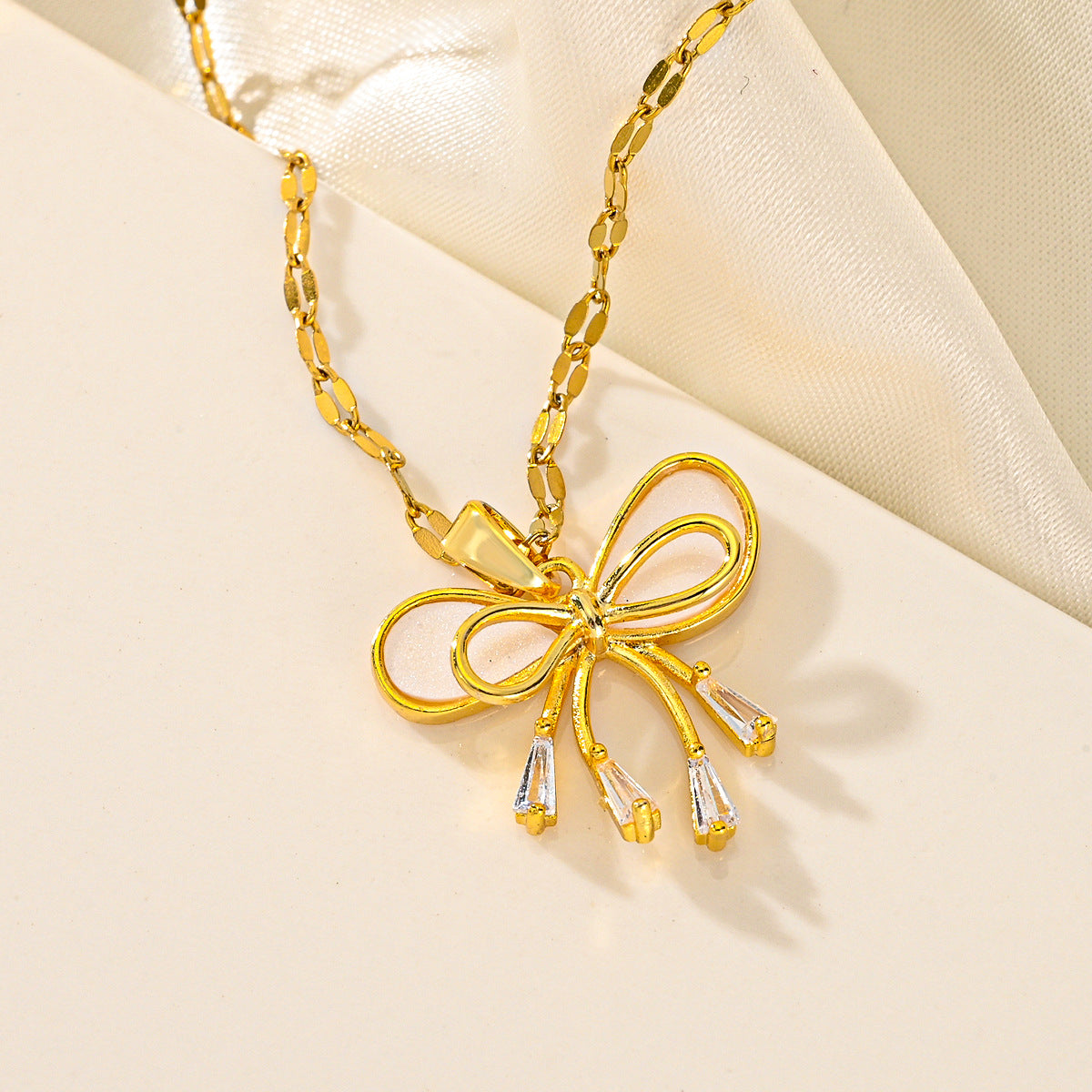 Women's Regular Chain Gang Drill Electroplated Bow Necklaces