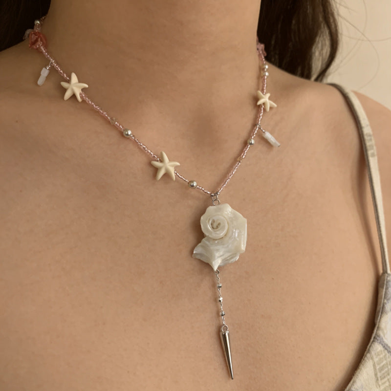 Ocean Style Shell Design Beads Stringed Seaside Holiday Necklace