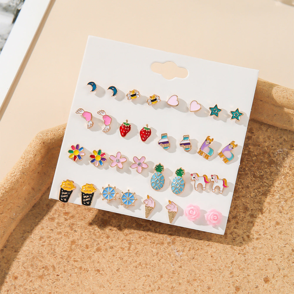 Wild Animal Fruit Combination Suit Female Earrings