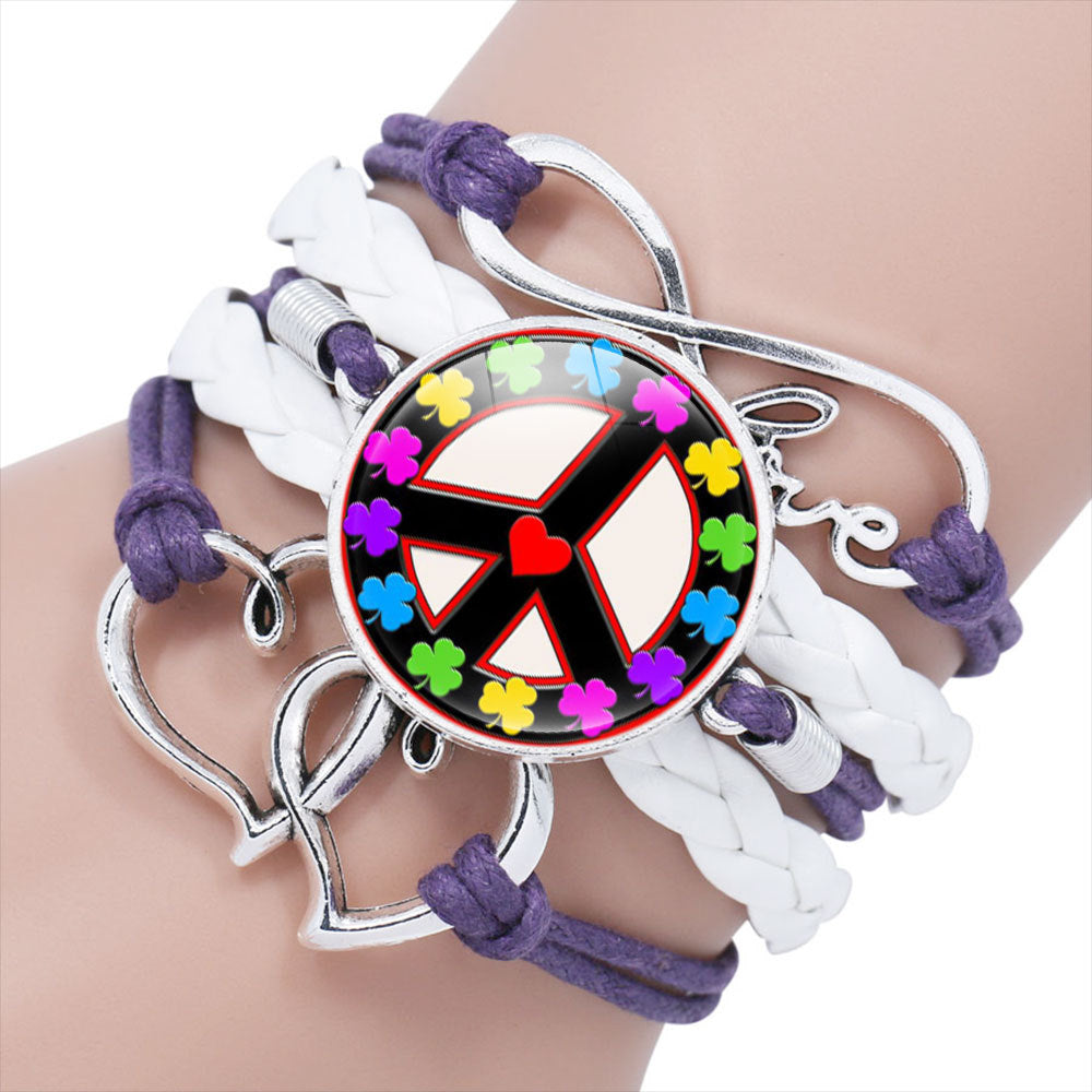 Women's & Men's Ornament Peace Label Signs Woven Combination Bracelets