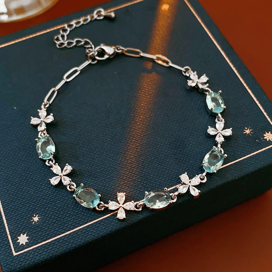 Irregular Square Flower Heart Water Drops Light Luxury High Bracelet