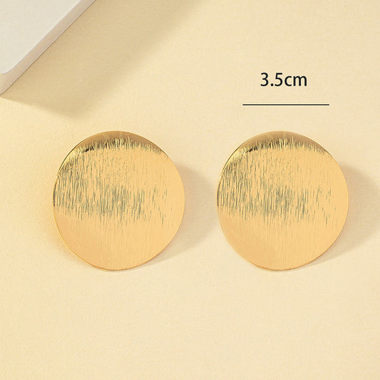 Metal Cold Style Advanced Round Texture Earrings