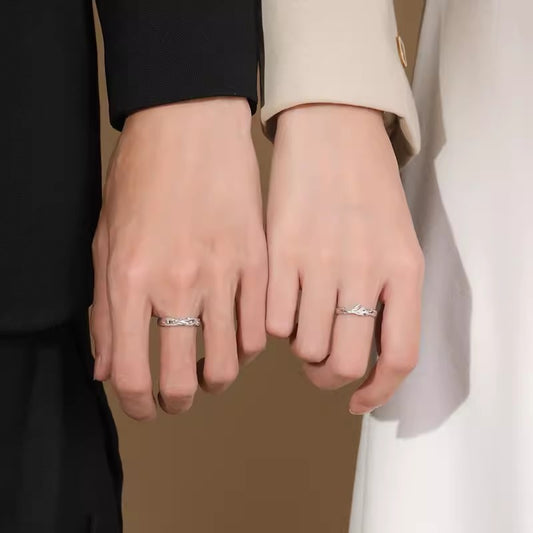 Women's & Men's Sier Pair Of Niche Open Adjustable Rings