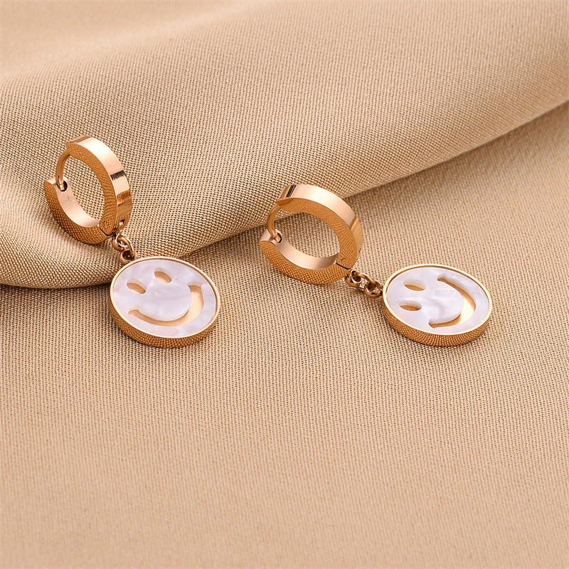 Steel No Fading Ear Gold Rose Earrings