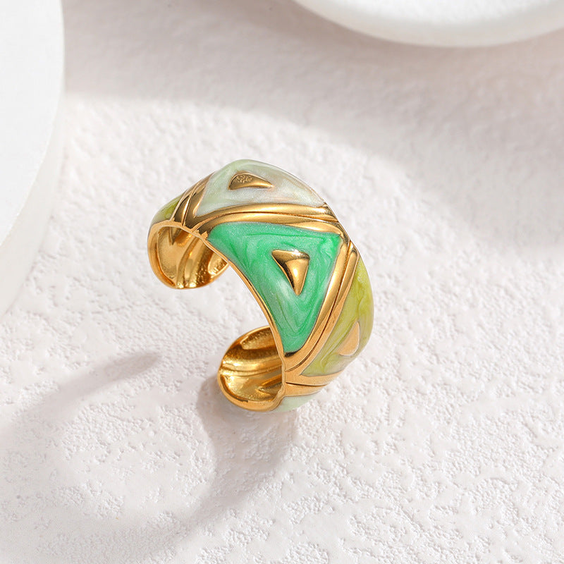 Geometric Irregular Lines Drip Open Fashion Titanium Rings
