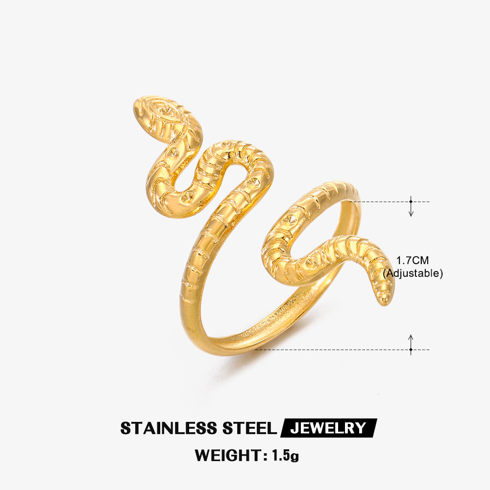 Stainless Steel Gold Snake Personality Real Rings