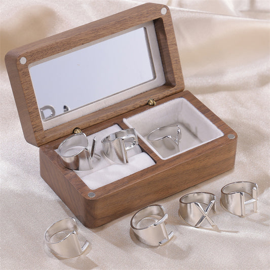 Letters Female Style Fashion Knuckle Personality Vintage Stainless Rings