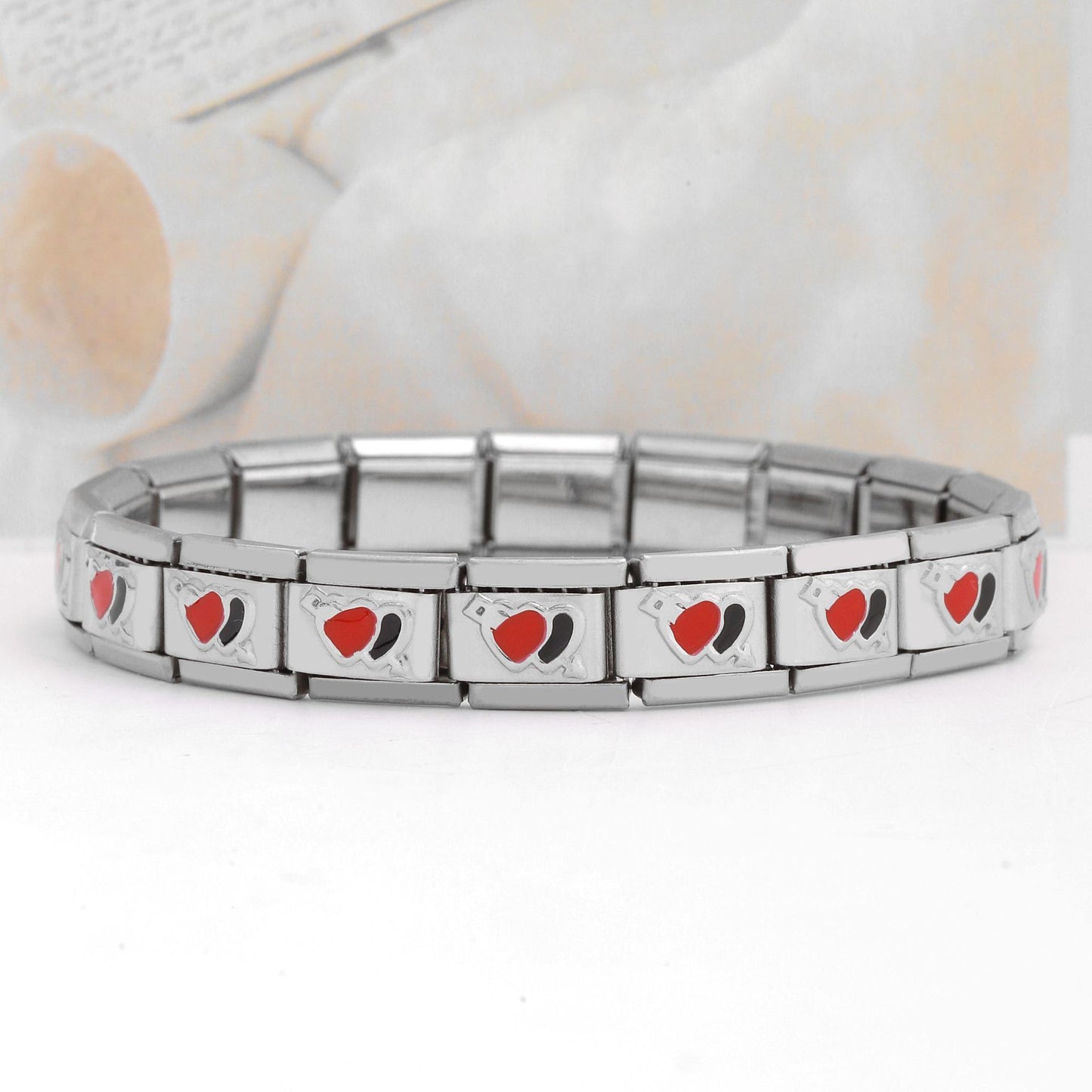 Heart Double Peach Gem Series Stainless Bracelets