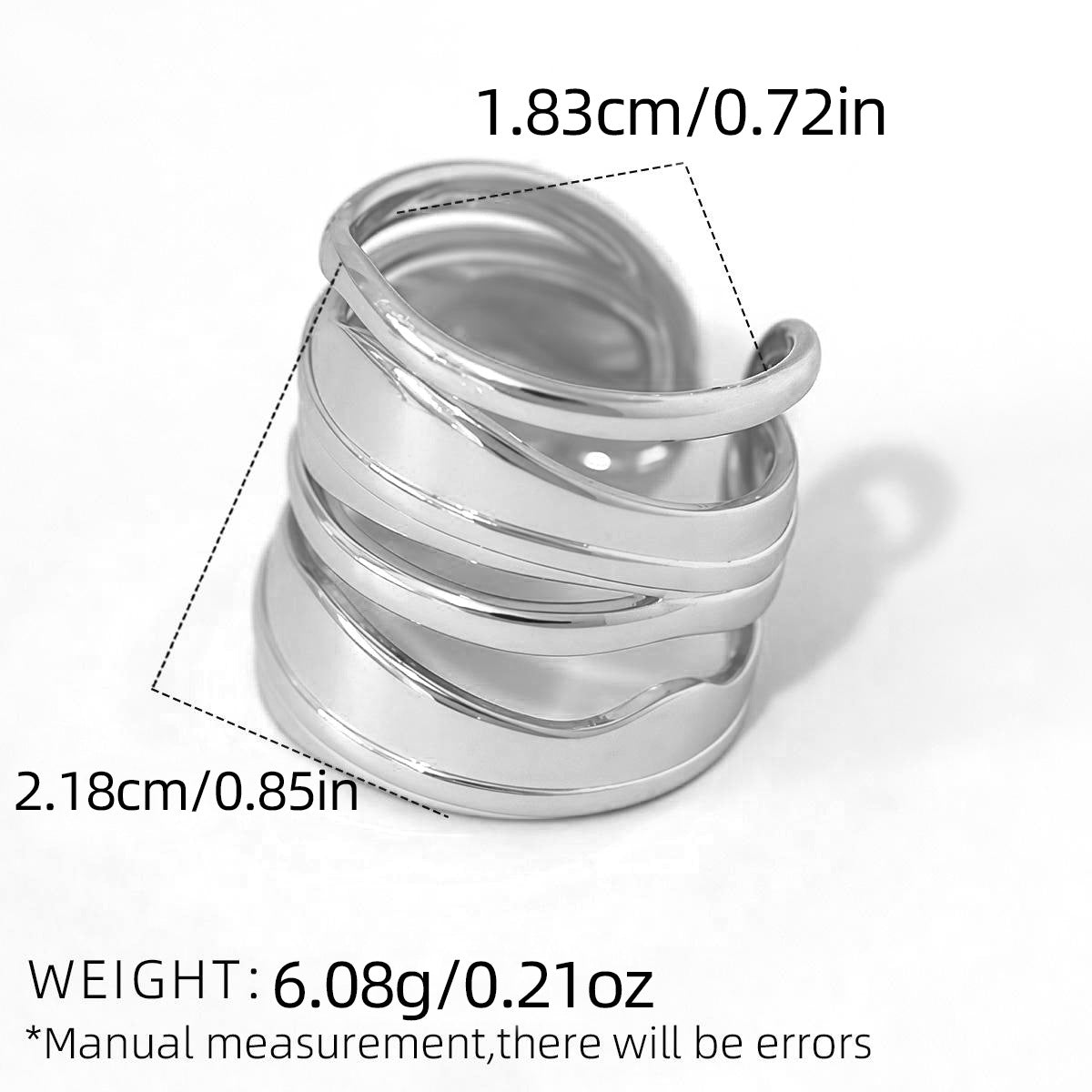 Women's Niche High Sense Packaging Design Geometric Lines Open Ring