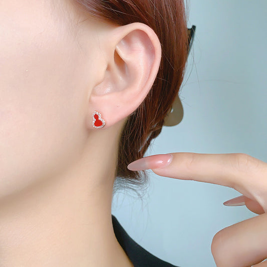 Women's Red Agate White Shell Diamond Light Rings