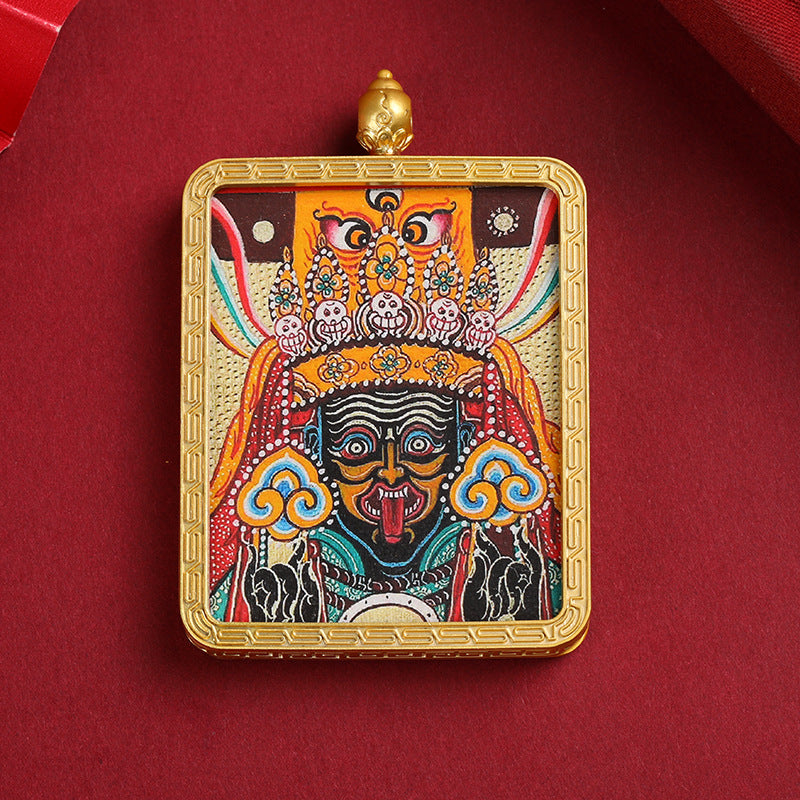 Master Green Tara Tibetan Square Gold Multiple Pendants