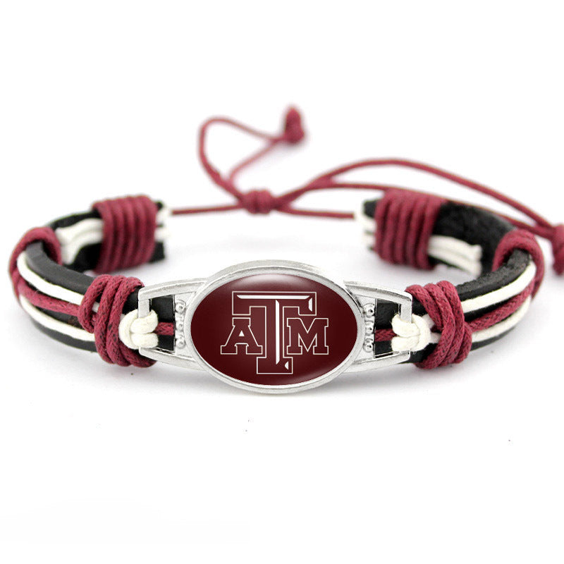 College Team Cowhide Woven Georgian Bulldog Bracelets