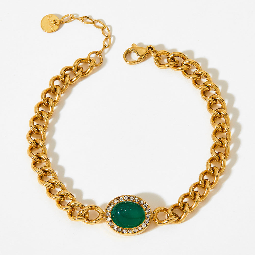 Shadow Full Diamond Geometric Ellipse Agate Bracelets