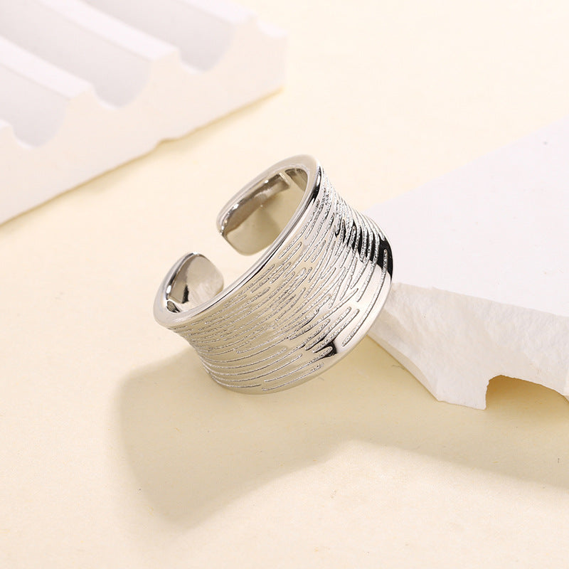 Women's Geometric Wide-brimmed Striped For Simple Irregular Rings