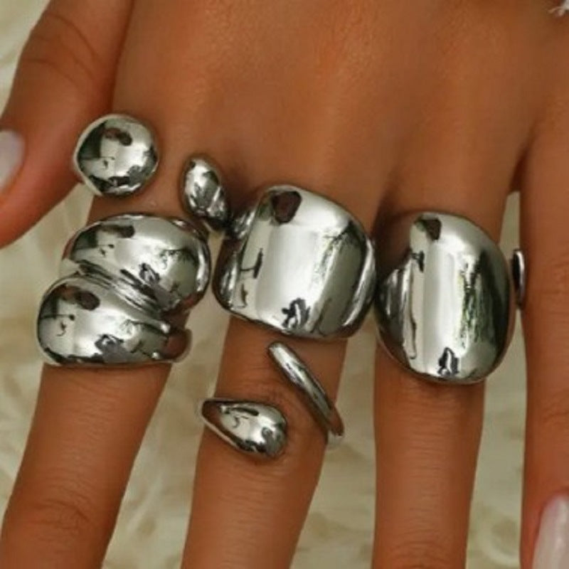 Drop Glossy Suit Piece Set Personality Creative Trend Rings