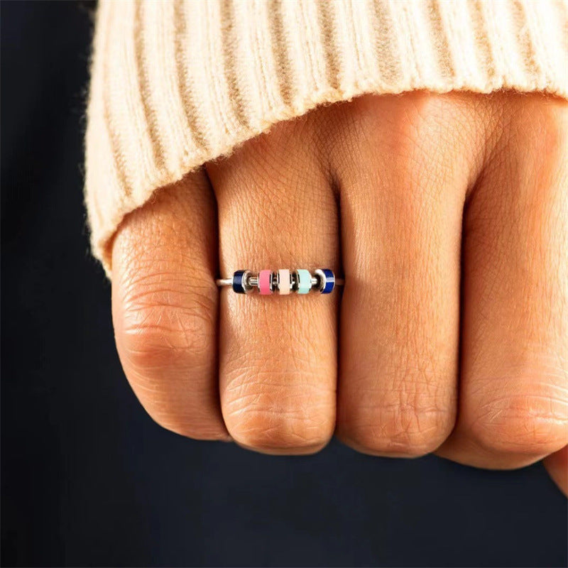 Lying Rotating Enamel Stainless Steel Colorful Rings