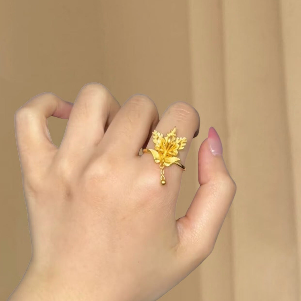National Style Small Slip Tassel Phoenix Chinese Wedding Three Gold Ring