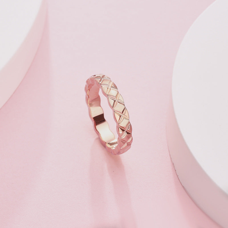 Hot Diamond Titanium Steel Plaid With Rings