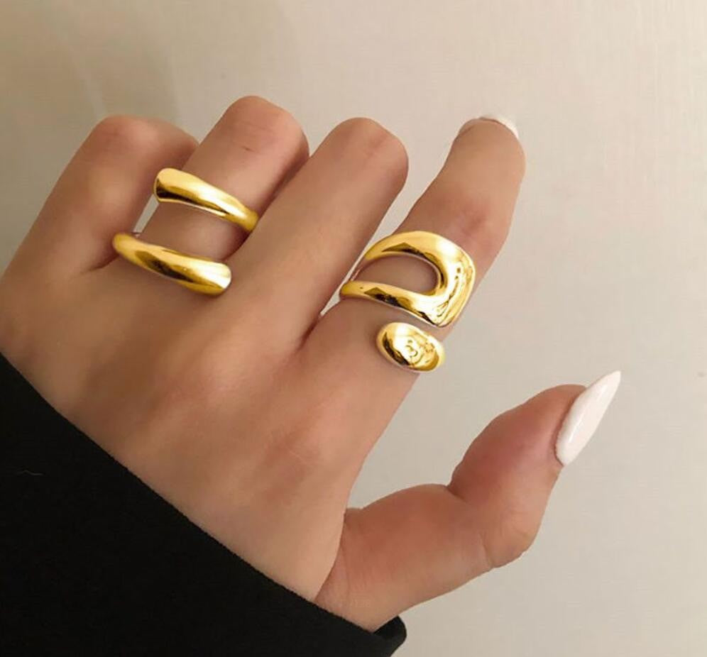 Staggered Geometric Knuckle Style Personalized Hip Hop Punk Rings