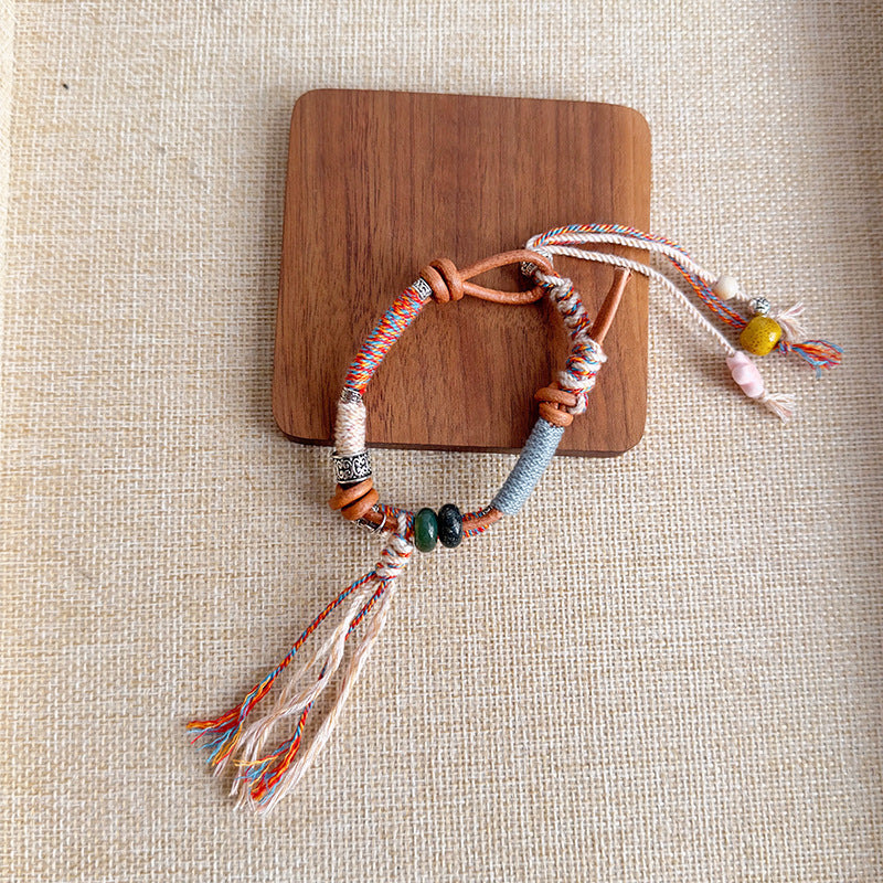 Ceramic Beaded Braided Rope Ethnic Style Bracelets