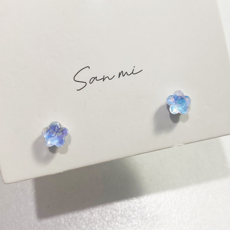 Fresh Plain Sier Plated Bow Female Small Simple Stud Earrings