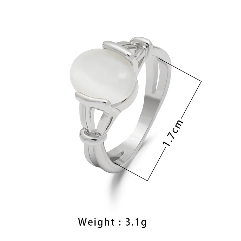 Graceful Slouchy Peripheral Bella Opal Sier Rings