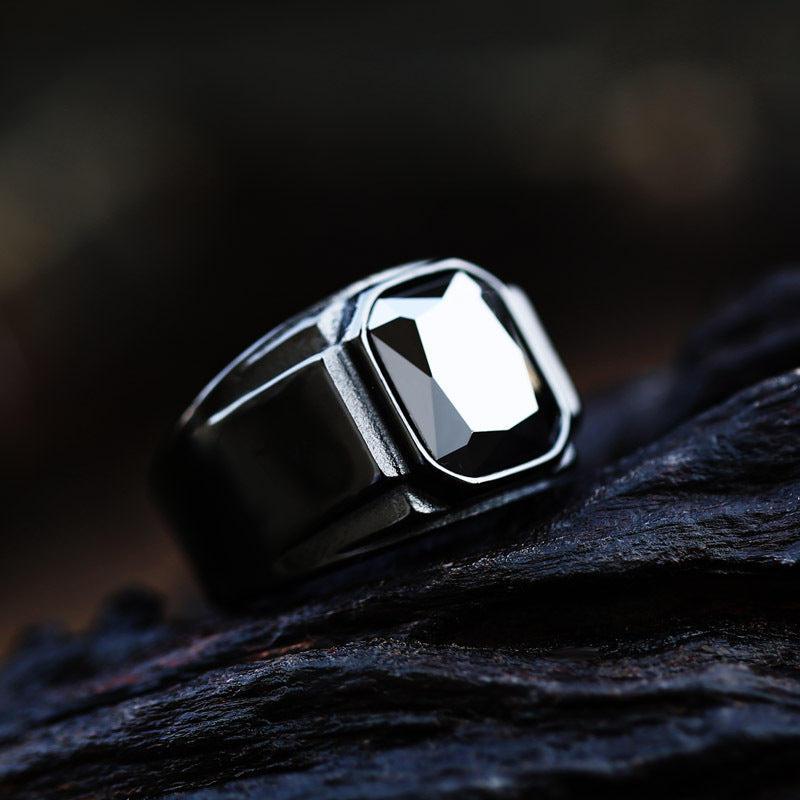 Men's Stainless Steel Electroplated Inlaid Jewel Vintage Rings