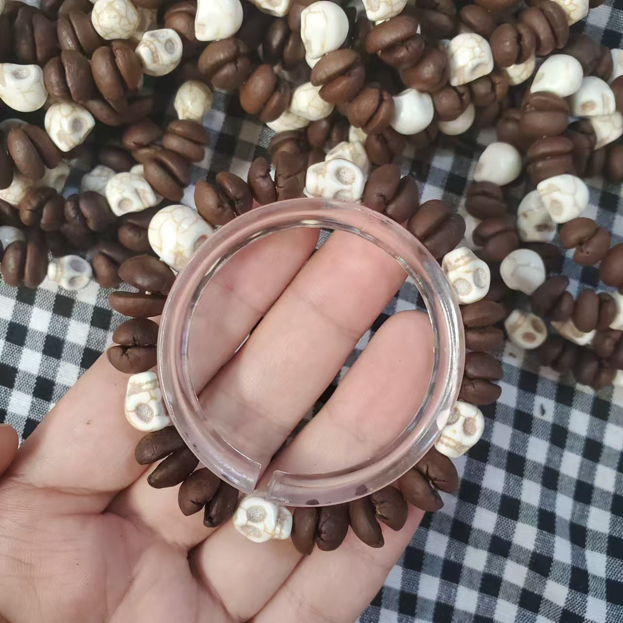 Coffee Bean Ebony Kitten Head Passion Fruit Seed Bracelets