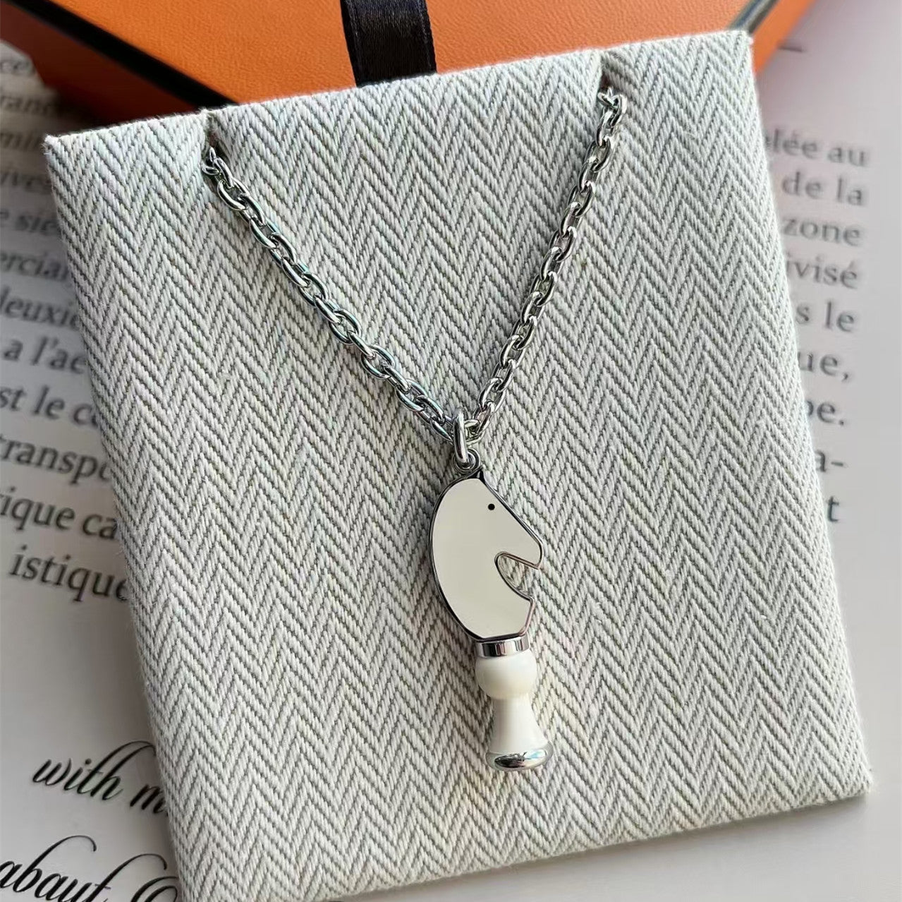 Women's & Men's Head Enamel Chess Clavicle Chain Personality Lovers Necklaces