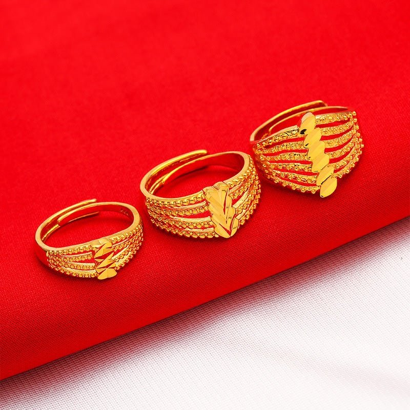 Women's Fashion Carven Design Brass Gold Plated Rings