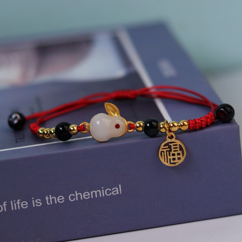 Style Imitation Jade Zodiac Blessing Card Bracelets