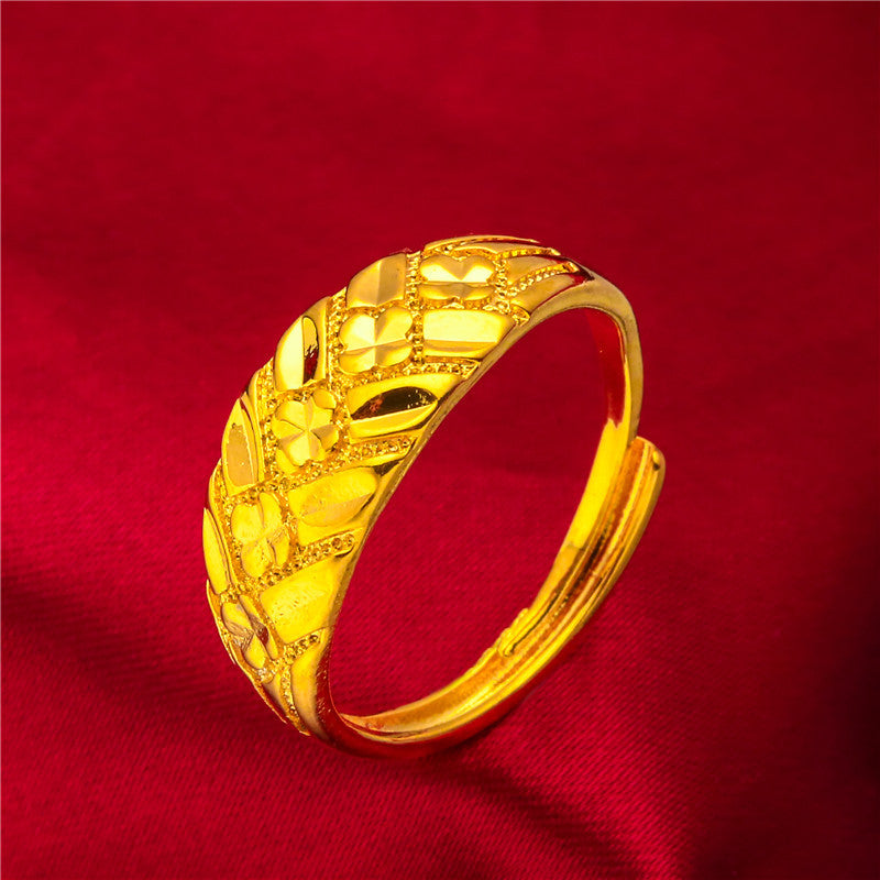 Women's Vietnam Placer Gold Pattern Carven Design Rings