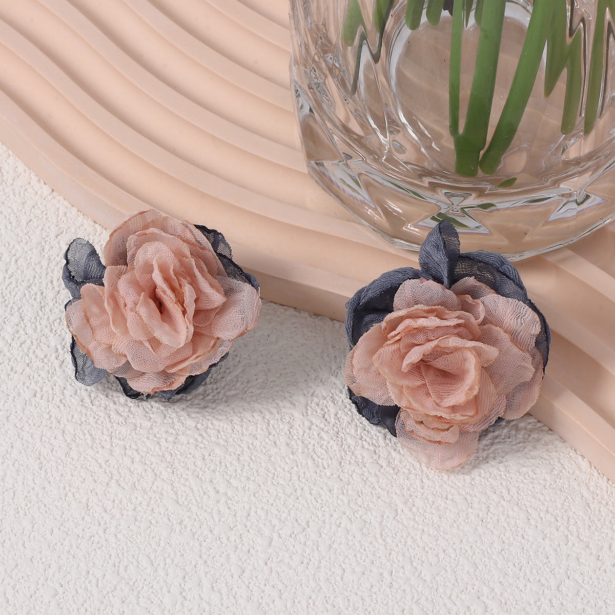 Korean Niche Design Artificial Flower Cloth Earrings