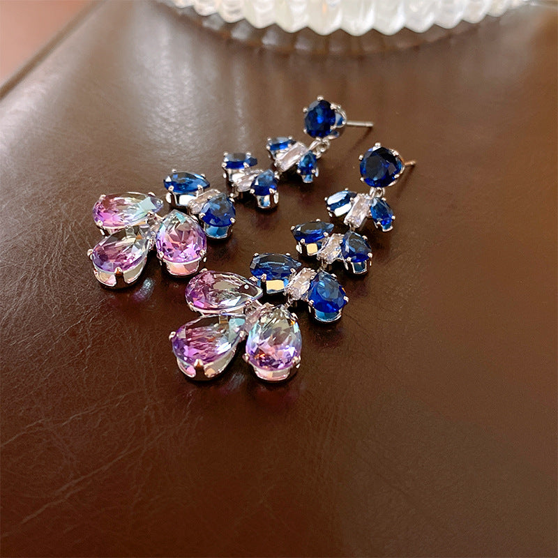 Zircon Leaf Tassel Female High Profile Fashion Light Earrings