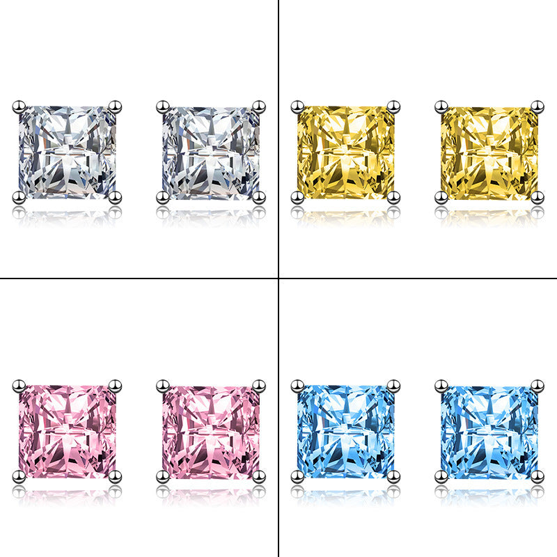 Women's Zircon Simple Temperament Geometric Square For Rings