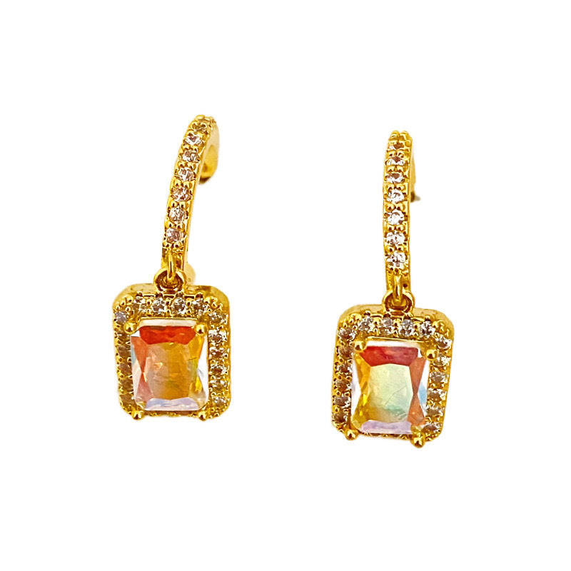 Women's Square Zircon High Sense Special Interest Light Luxury Earrings