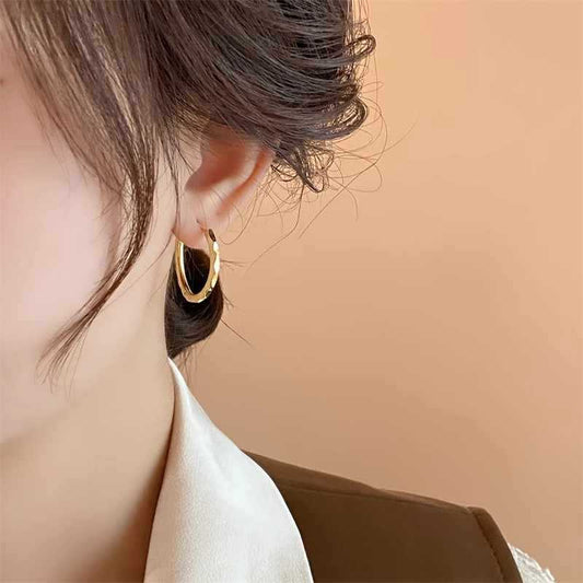 Women's Cold Style Simple Design High-grade Sier Earrings