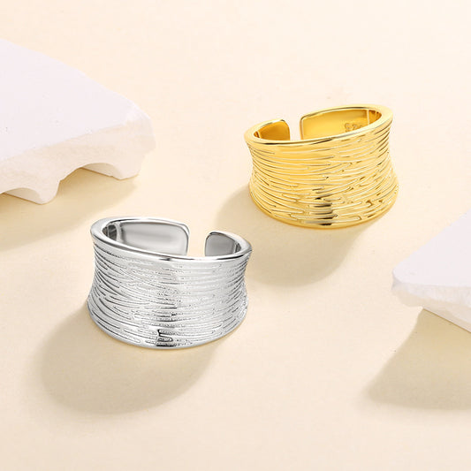 Women's Geometric Wide-brimmed Striped For Simple Irregular Rings