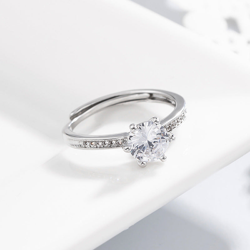 Women's Live Broadcast Fashion Moissanite Simulation Couple Wedding Ring