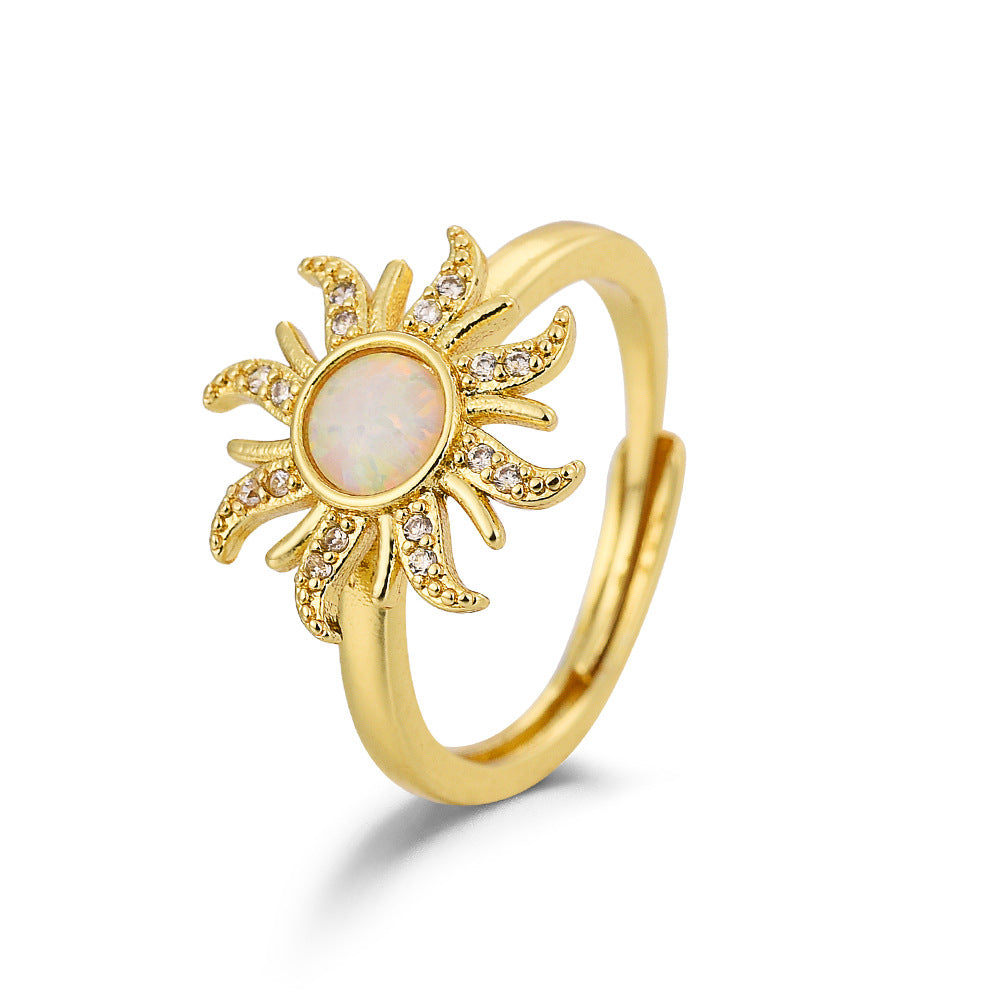 Inlaid Real Opal Dopamine Barbie Micro Ring