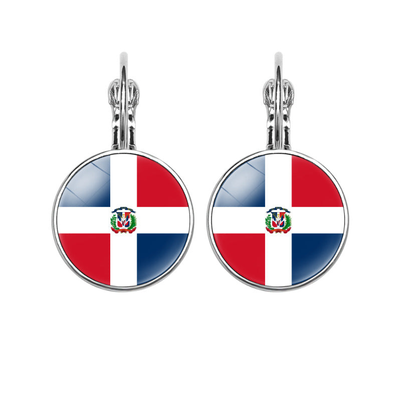 Women's National Flag Pattern Time Stone Eardrops Earrings