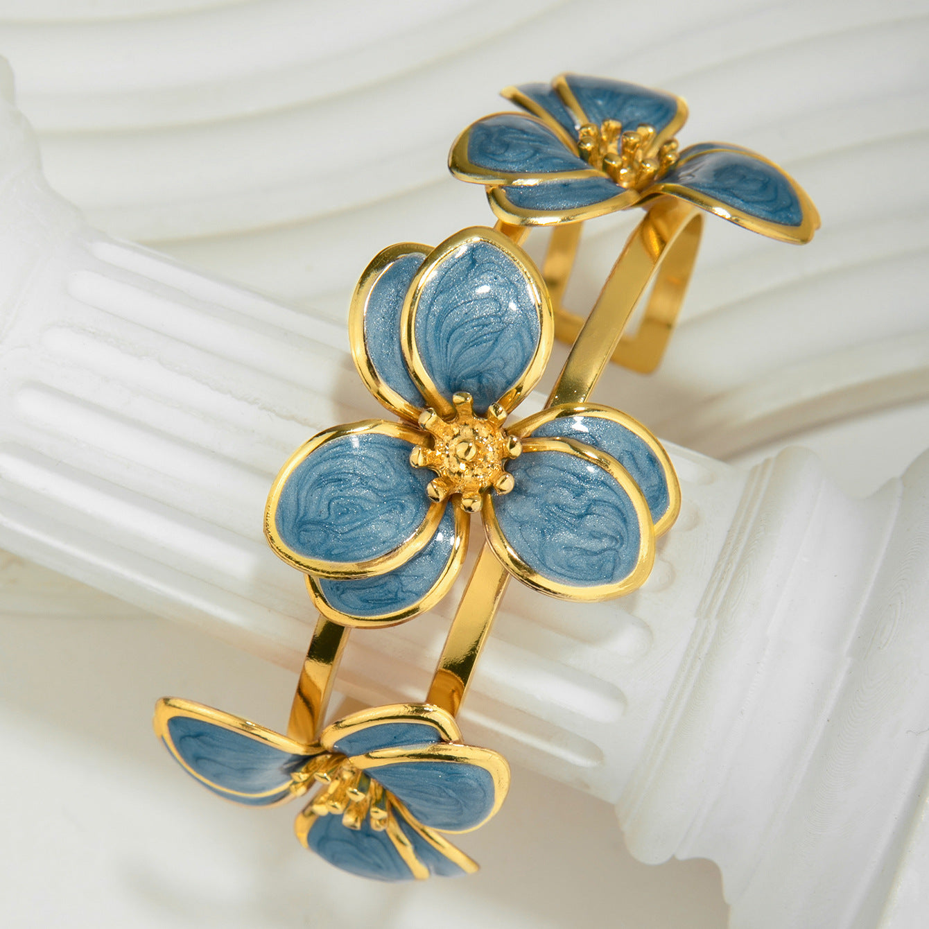 Geometric Metal Open Trend Wild Glaze Flowers Bracelets